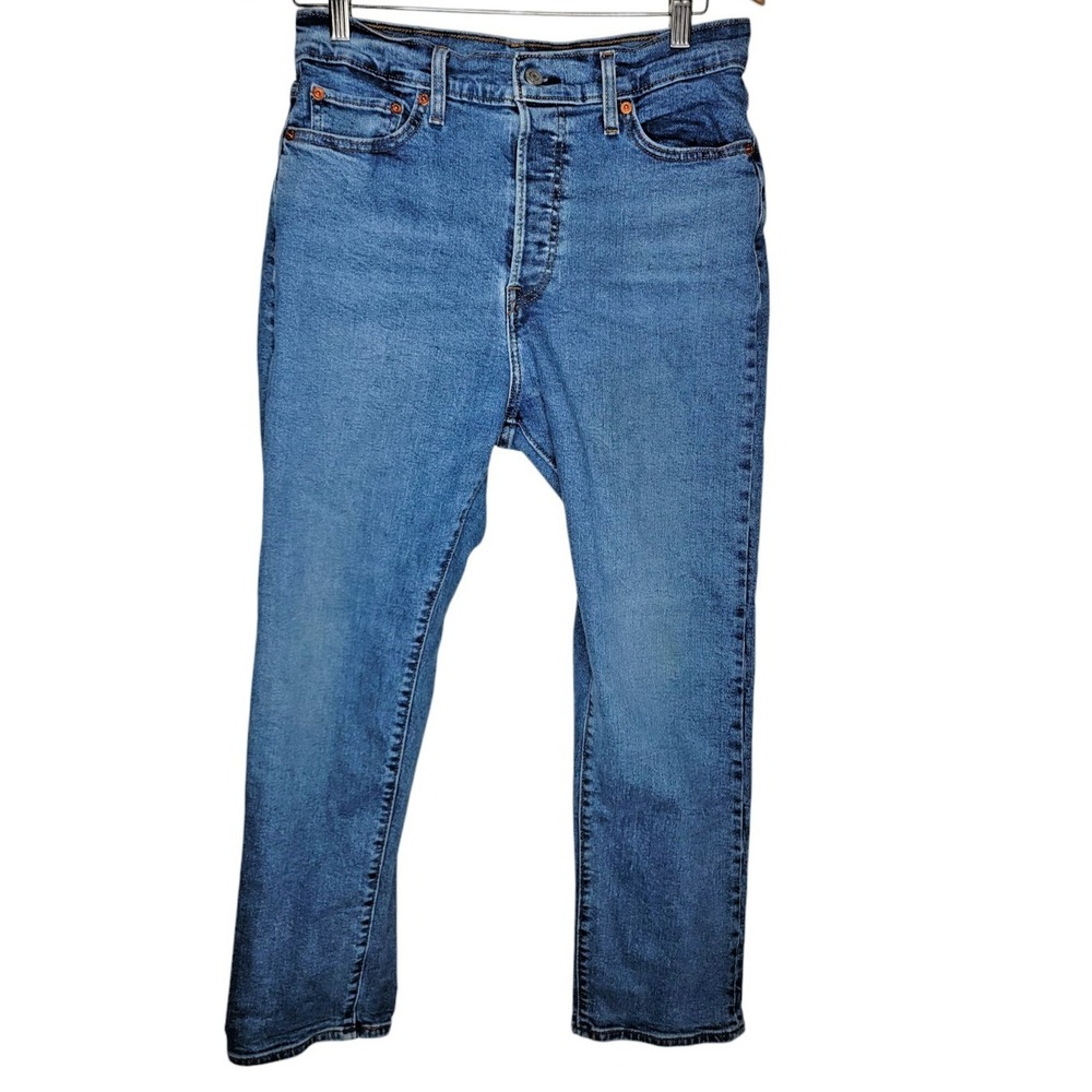 Levi's Wedgie Straight Jeans Women's 31 Blue High Rise Button Fly Denim Stretch‎